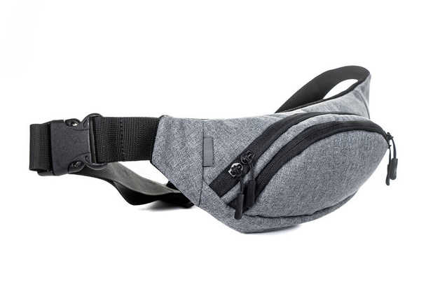 Bolso de cintura en diferentes colores con cremallera, bolsillo para cinturón. Ilustración aislada sobre fondo blanco. - Foto, imagen