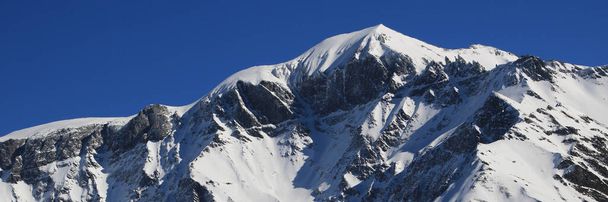 Mountains Piz Segnas and Piz Sardona in winter. View from Elm. - Photo, Image