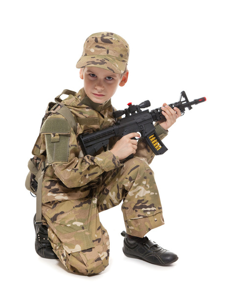 Young soldier with rifle - Foto, Imagen