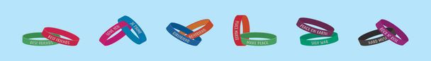set of couple wristbands cartoon design template with various models. modern vector illustration isolated on background - Vector, Image