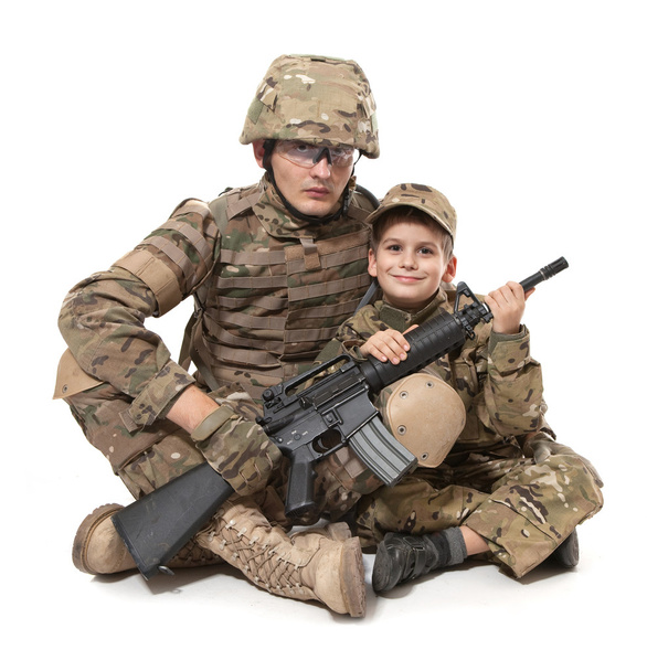 軍事の父と息子 - 写真・画像