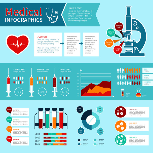 flache medizinische Infografiken - Vektor, Bild
