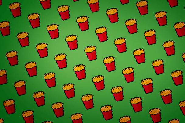 Heldere frites pixel achtergrond - Foto, afbeelding
