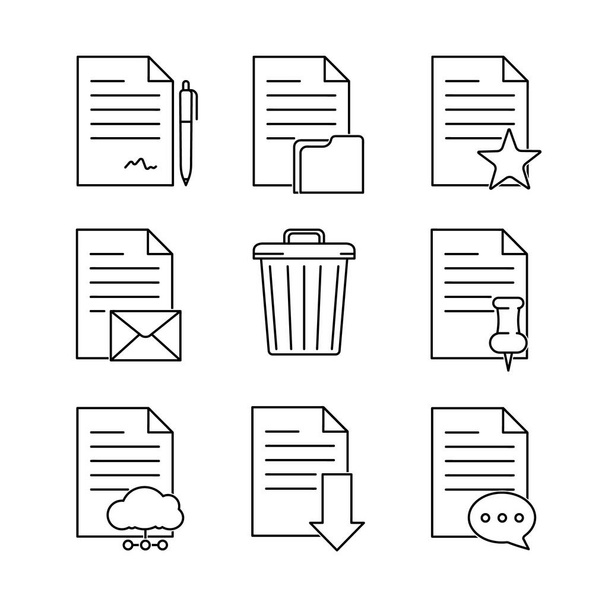 Conjunto de símbolos de iconos de documentos. Pictograma para web. Carrera de línea. Aislado sobre fondo blanco. Vector eps10 - Foto, Imagen