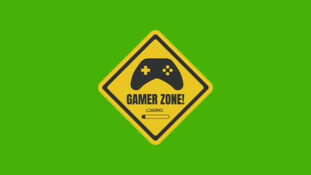 Animation der Spielzone Yellow Sign. Gamer Zone lädt Video. - Filmmaterial, Video