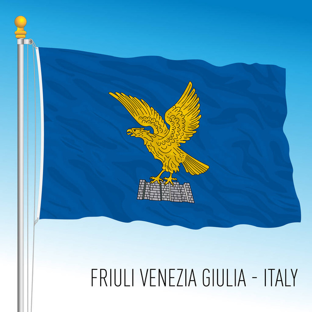 Friuli Venezia Giulia, zászló a régióban, Olasz Köztársaság, vektor illusztráció  - Vektor, kép