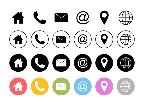 Web icon set. Business card contact information icons. Contact us icon set - Vector, Image