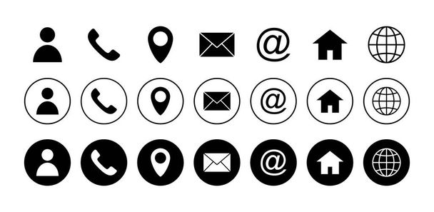 Web-Icon gesetzt. Symbole für die Kontaktdaten von Visitenkarten. Kontaktieren Sie uns - Vektor, Bild