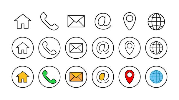 Web icon set. Business card contact information icons. Contact us icon set - Vector, Image
