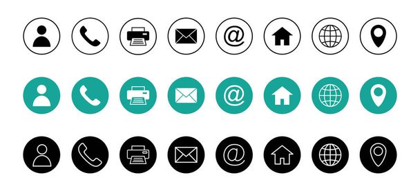 Web icon set. Business card contact information icon. Contact us icon set - Vector, Image