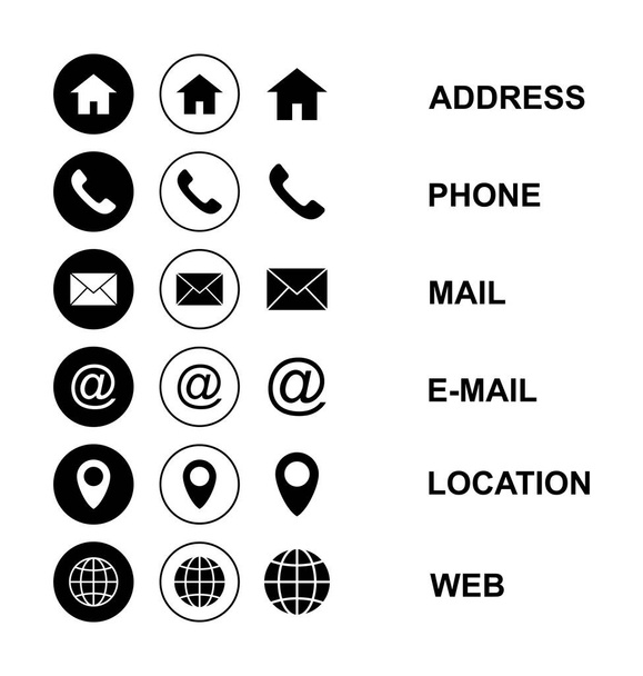 Set di icone web. Informazioni di contatto del biglietto da visita icona. Contattaci set di icone - Vettoriali, immagini