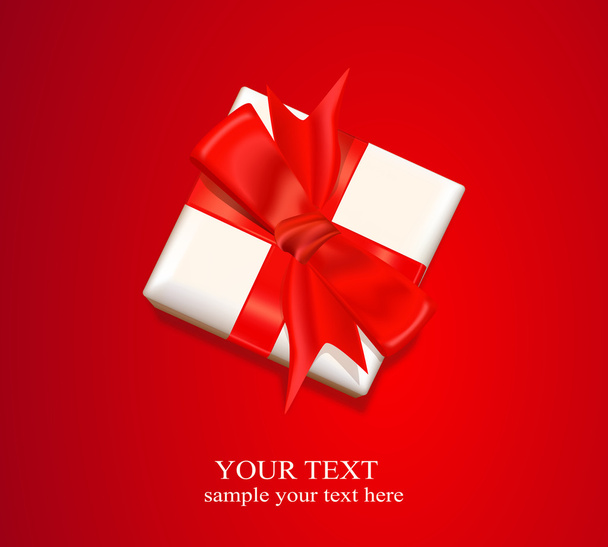 Vector box with a red bow on red background - Vector, Image