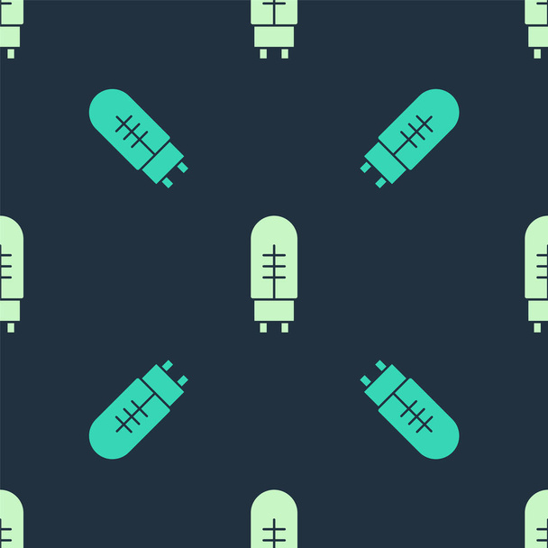 Green and beige Light emitting diode icon isolated seamless pattern on blue background. Semiconductor diode electrical component.  Vector - Vector, Image