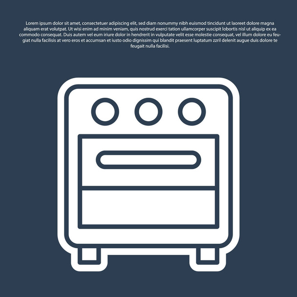 Blue line Oven icon isolated on blue background. Stove gas oven sign.  Vector - Vector, Image