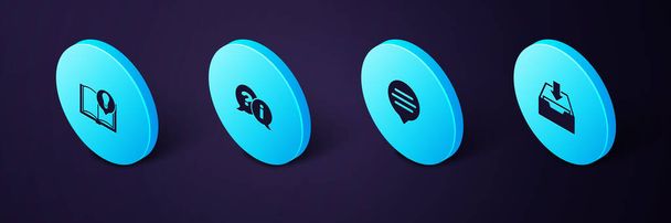 Set Isometric Download inbox, Speech bubble chat, Question and Exclamation and Interesting facts icon. Vector. - Vector, Image