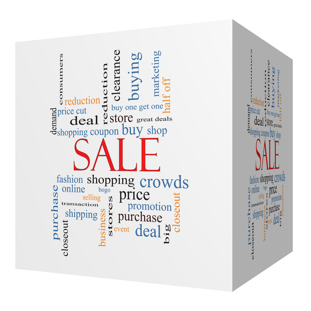 Sale 3D cube Word Cloud Concept - Photo, Image