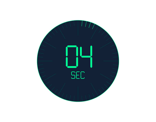 4 δευτερόλεπτα εικονίδιο χρονόμετρο, 4 δευτερόλεπτα ψηφιακό χρονόμετρο. Ρολόι και ρολόι, χρονόμετρο, αντίστροφη μέτρηση - Διάνυσμα, εικόνα