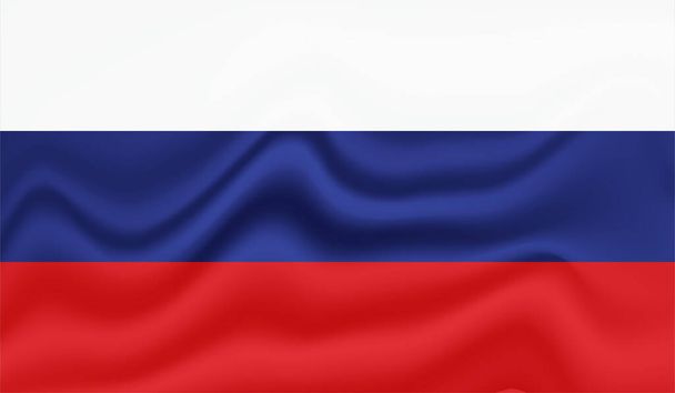Rusya bayrağı. Kare grunge arkaplan. Rus ulusal sembolü. Şablon tasarımı, vektör çizimi. Pankart. - Vektör, Görsel
