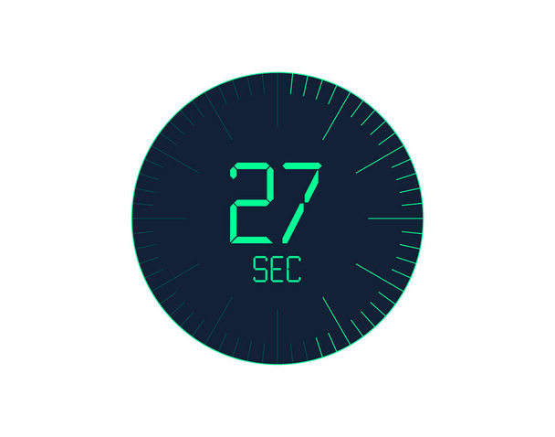 27 sekund ikona czasomierza, 27 sekund cyfrowy zegar. Zegar i zegarek, zegar, odliczanie - Wektor, obraz