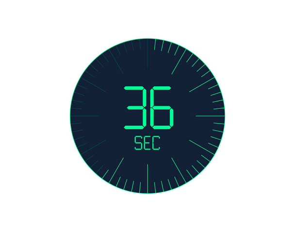 36 sec Timer icon, 36 seconds digital timer. Clock and watch, timer, countdown - Vector, Image