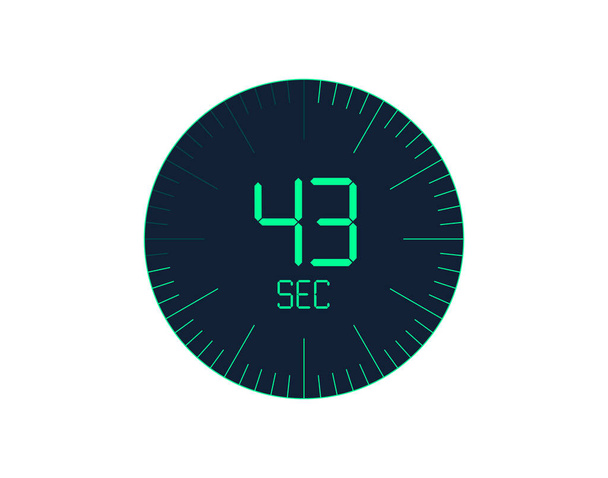 43 Sekunden Timer-Symbol, 43 Sekunden digitaler Timer. Uhr und Uhr, Timer, Countdown - Vektor, Bild
