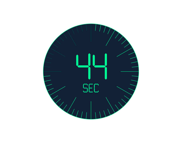 44 s ikona czasomierza, 44 sekundy cyfrowy zegar. Zegar i zegarek, zegar, odliczanie - Wektor, obraz