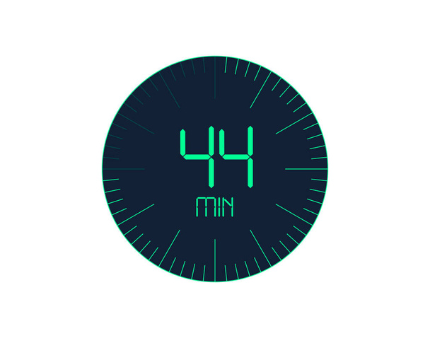 44 min icono del temporizador, 44 minutos temporizador digital. Reloj y reloj, temporizador, cuenta atrás - Vector, Imagen