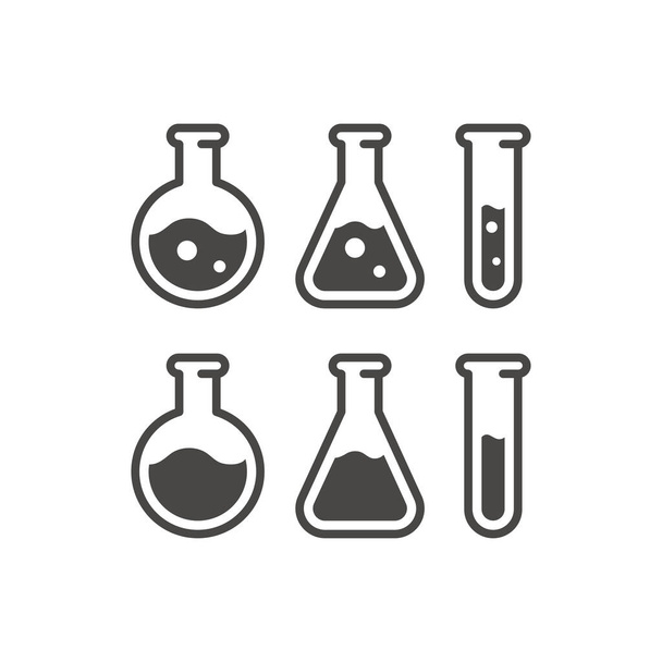 Reagenzglas schwarzes Vektor-Symbol. Chemielabor-Kolben, Wissenschaftssymbol. - Vektor, Bild