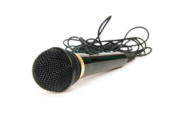 Audio-Mikrofon isoliert auf weißem Hintergrund - Foto, Bild