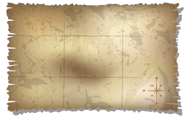 Aged treasure map with compass background - Vector, Image