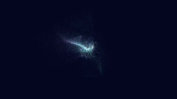 Částicový mrak nepravidelně osvětlený chaoticky se pohybující ve vesmíru - Záběry, video