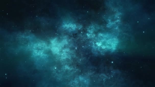 Viajando a través de las estrellas y nebulosas en un universo azul - Imágenes, Vídeo