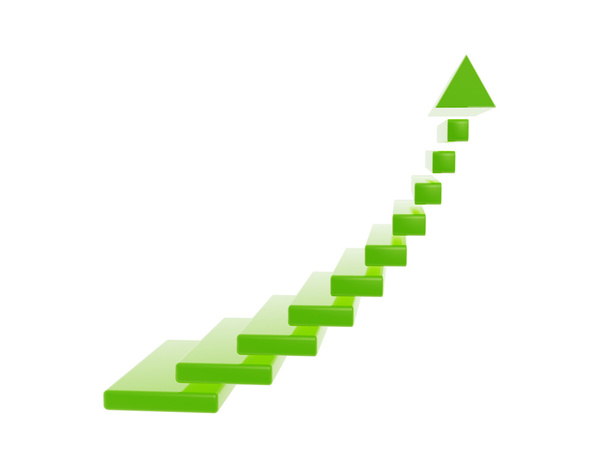 green stair steps grow up arrow - Photo, Image