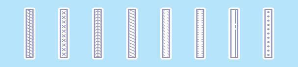 conjunto de barras de refuerzo icono de dibujos animados plantilla de diseño con varios modelos. ilustración vectorial moderna aislada sobre fondo azul - Vector, imagen