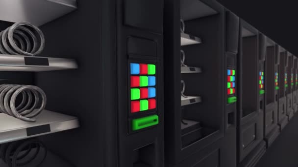 Distributeurs automatiques vides multiples dans une rangée 4k - Séquence, vidéo