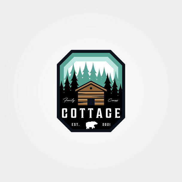 avventura cottage emblema logo patch vettoriale illustrazione design - Vettoriali, immagini