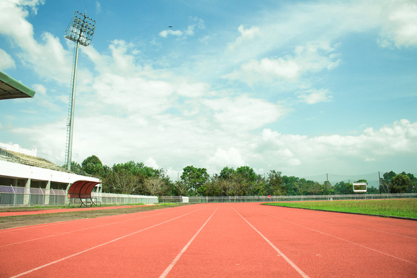 empty stadium arena and race running track treadmill background - Photo, Image