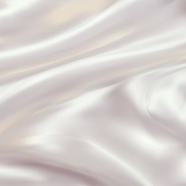 Abstracto Blanco Satén Paño sedoso, Tejido Textil Cubrir con pliegue ondulado Folds.with ondas suaves, ondeando en el viento. Textura de papel arrugado. Leche, yogur, crema o productos cosméticos Curl background. - Foto, Imagen