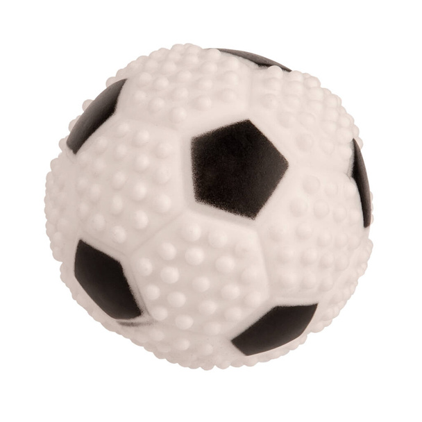    Esta é uma bola de futebol de cão branco preto para mastigar.                             - Foto, Imagem