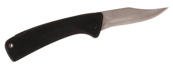  Μαχαίρι επιβίωσης με μαύρη λαβή που απομονώνεται σε λευκό φόντο                               - Φωτογραφία, εικόνα