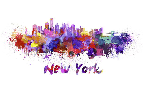 skyline de Nueva York en acuarela
 - Foto, Imagen