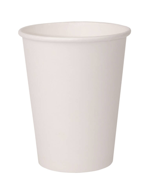 Bílý papírový pohár na bílém pozadí - Fotografie, Obrázek