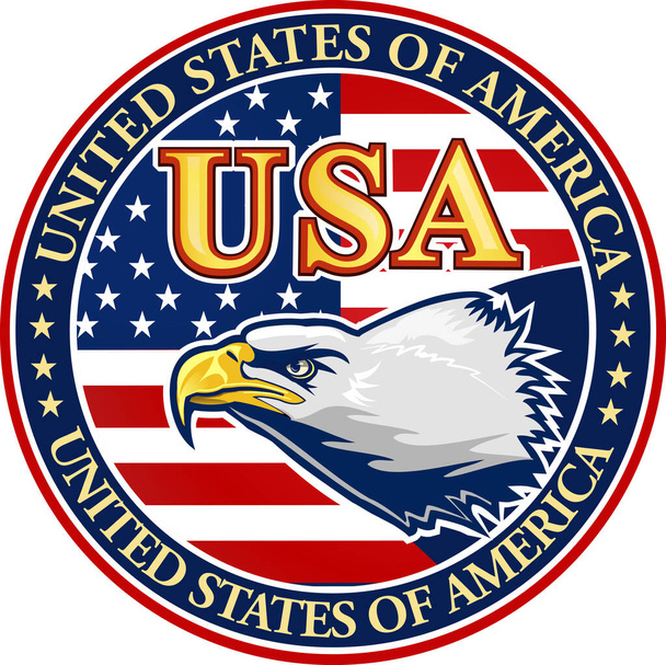Amerikai sas amerikai zászlókkal - Vektor, kép