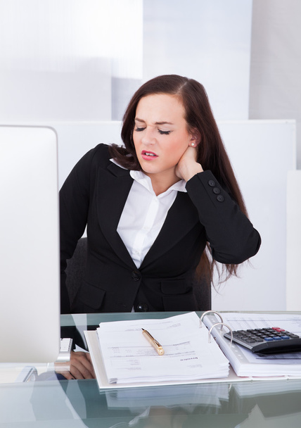 Tax Consultant Suffering From Neck Pain - Photo, Image