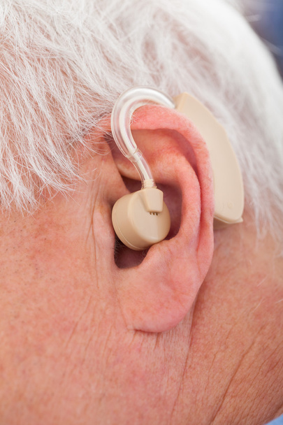 Senior Man With Hearing Aid - Fotoğraf, Görsel