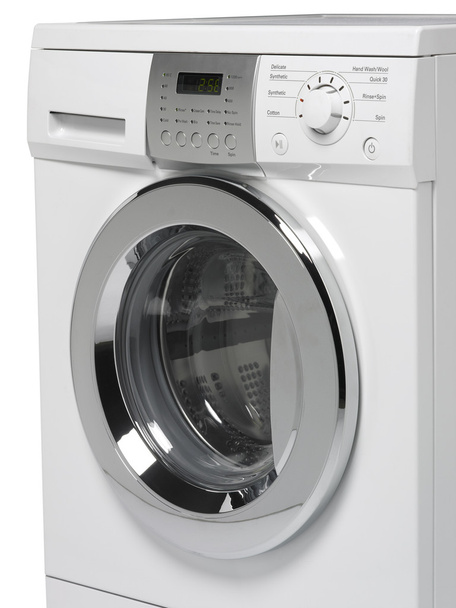 Máquina de lavar roupa branca isolada em branco
. - Foto, Imagem
