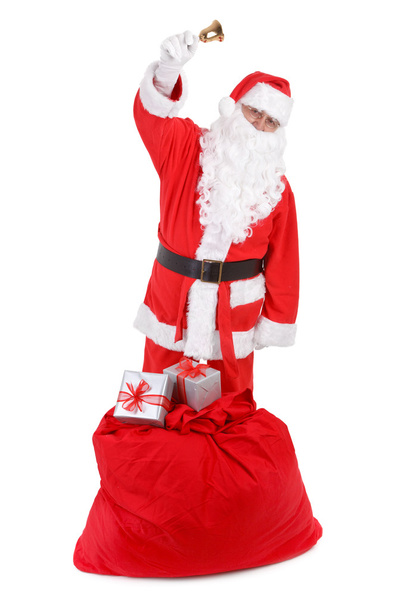 Санта Клаус с мешком на белом
 - Фото, изображение