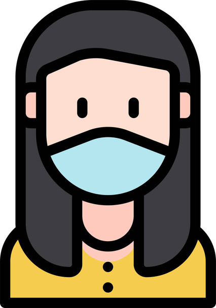 vector illustration of woman wearing medical mask  - Vector, Image