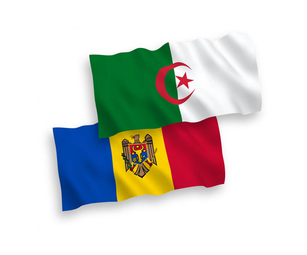白い背景にモルドバとアルジェリアの旗 - ベクター画像