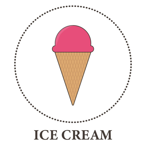 Realistic ice cream cone on white background - Vector illustration - Vector, Image
